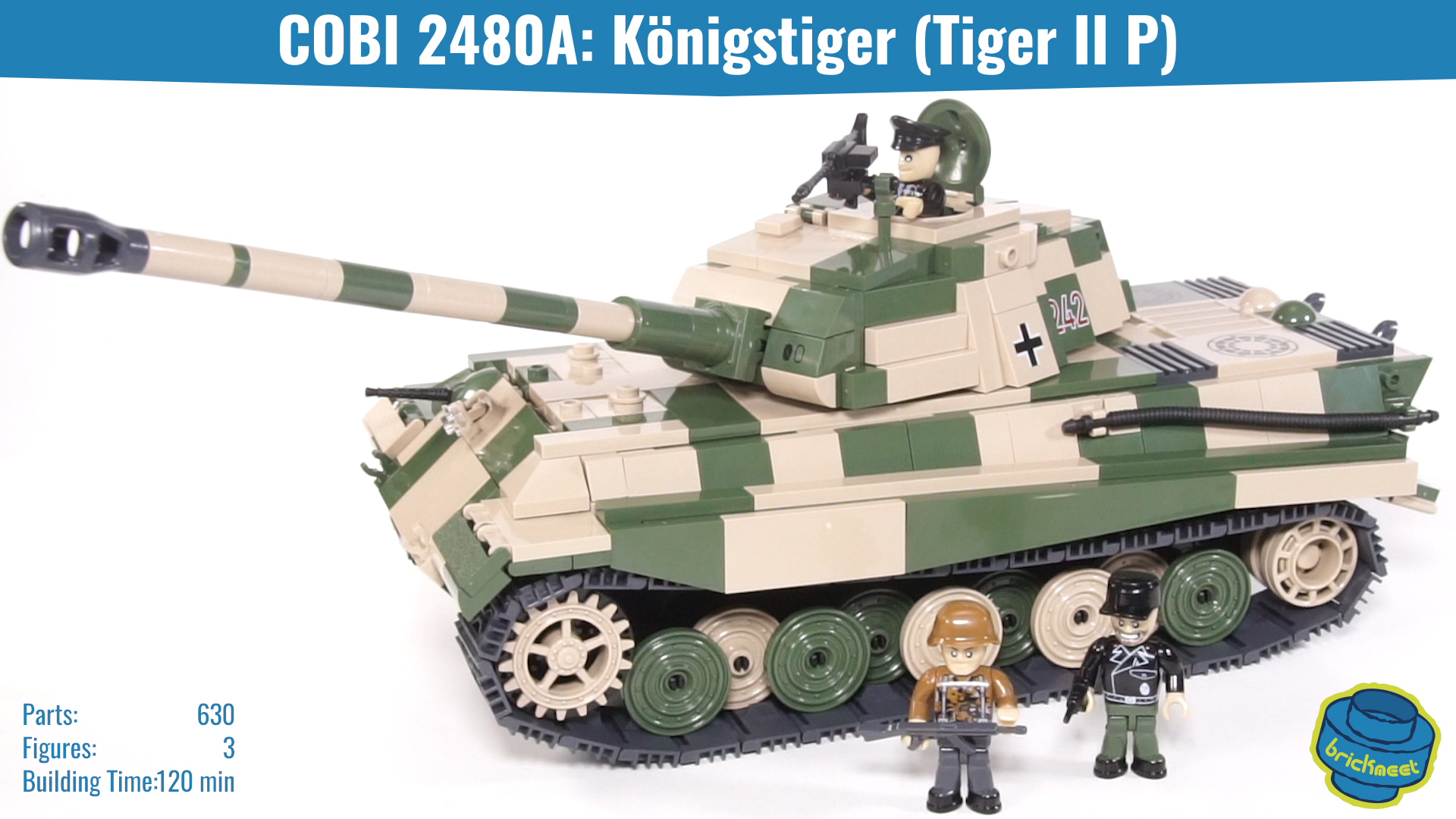 630 Bausteine/3 Figuren/Waffen OVP COBI 2480A Königstiger Tiger IIP