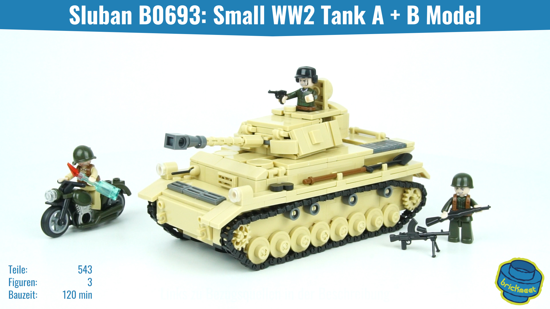 Sluban B0693 Small WW2 Tank A + B Modell - Speed Build Review - BrickMeet E...