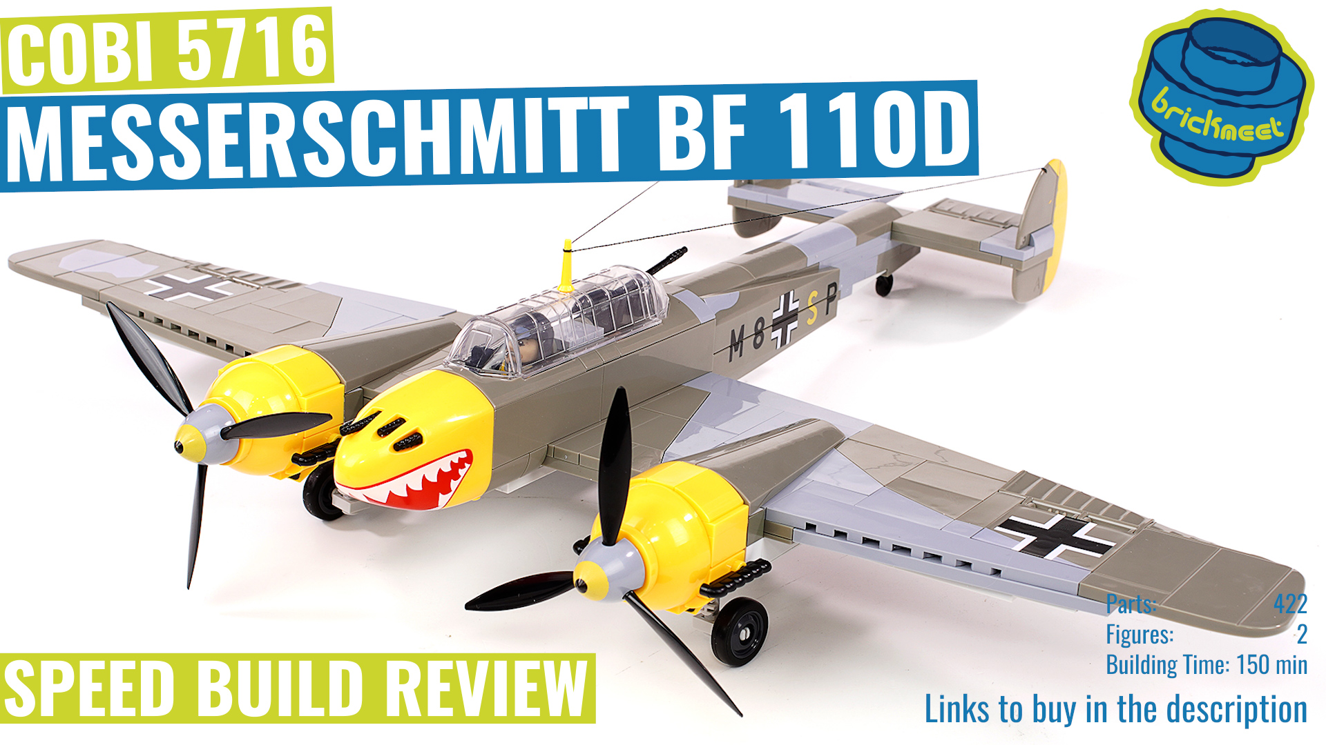 COBI 5716 Messerschmitt Bf 110D Konstruktionsspielzeug 422 hochwertige Bausteine 
